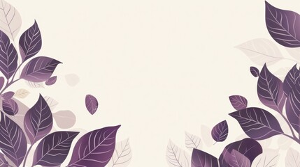 Wall Mural - Border with purple leaves, blank page.