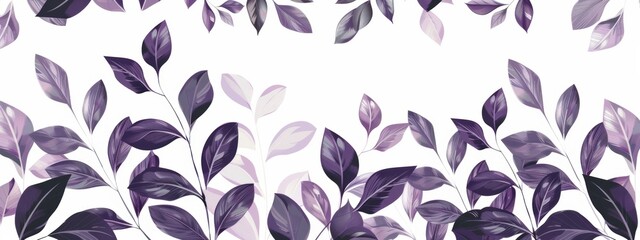 Wall Mural - Border with purple leaves, blank page.