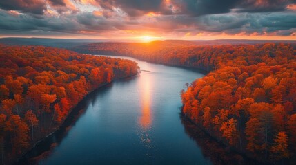 Wall Mural - Autumnal River Landscape