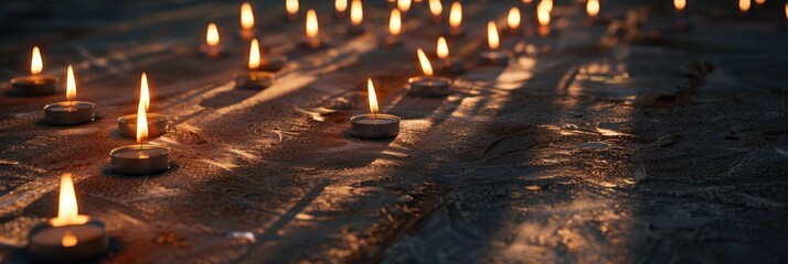 Canvas Print - Candle rows casting shadows