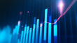 © javu - Abstract blue graph with glowing lines and bar charts..