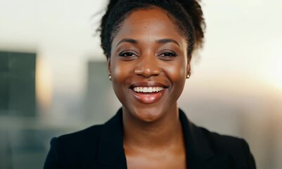 Poster - Portrait of a smiling african american businesswoman looking at camera