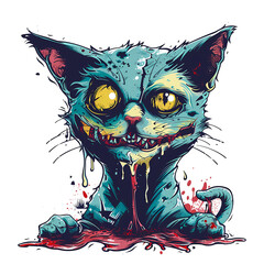 zombie cat head slime monster illustration