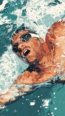 A swimmer in action, showcasing athleticism and determination in a clear blue pool with splashes of water.