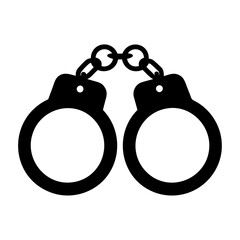 Handcuffs or hand restraints for criminals flat icon and vector illustration for law enforcement apps and websites