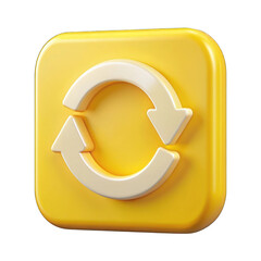 yellow 3d refresh icon isolated on transparent background