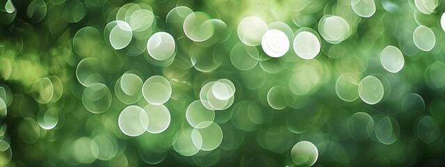 Wall Mural - green bokeh, circular pattern around the edge, bright and airy.