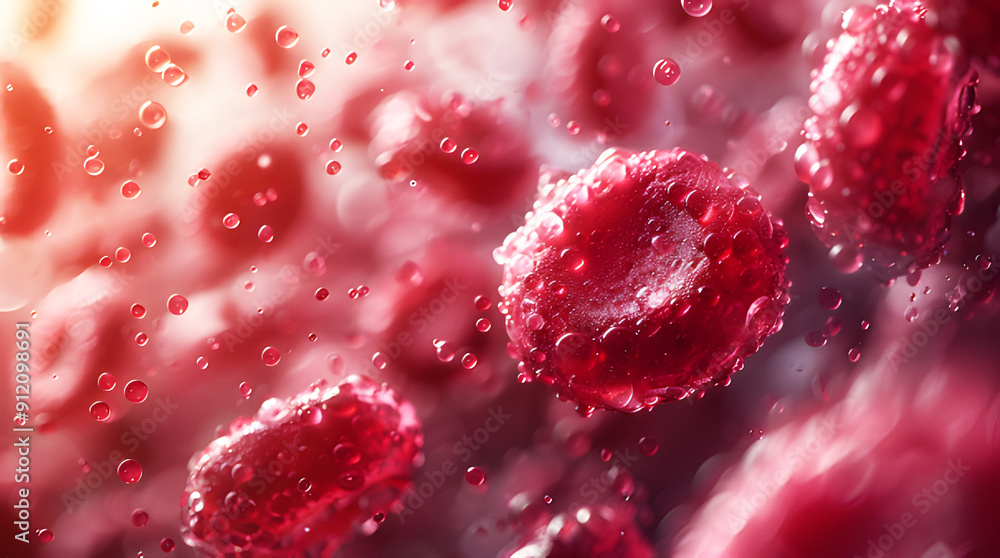 Red blood cells flowing in vessel (Erythrocyte) medical. Responsible ...