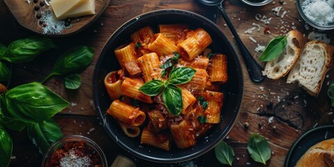 Wall Mural - Creamy Italian Tomato Sauce Rigatoni with Spicy Sausage