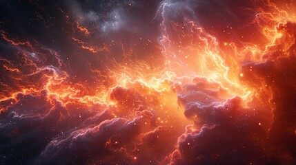 Wall Mural - fiery nebula in space