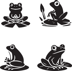 frog silhouette, frog icon, frog vector, 