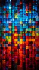 Wall Mural - Digital technology colorful square glass mosaic poster background