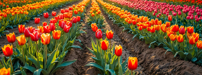 Wall Mural - Tulips are blooming beautifully in the garden.