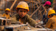 © Nittaya - Children working at construction site, stop child labour concept.