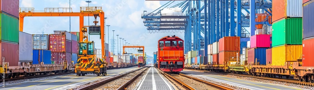 Train Yard Container Loading Image of containers being loaded onto ...
