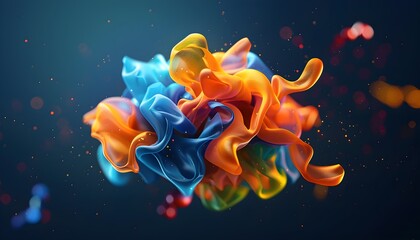 Abstract orange and blue shapes with bokeh background