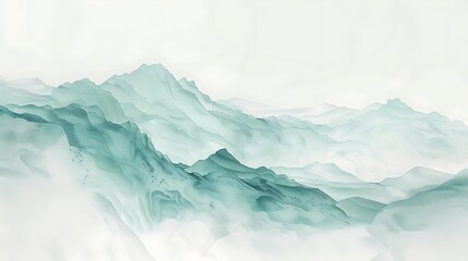 Wall Mural - Abstract Mountain Range in a Soft Green Hue