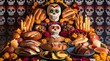© MI - Bread with candles for the altar of the day of the dead in mexico