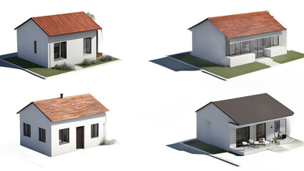 Wall Mural - Charming 3D Models of Small Aesthetic Houses - Perfect for Modern Living - AI Generated transparent PNG