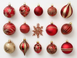 Wall Mural - Red and Gold Christmas Ornaments