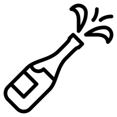 Wall Mural - champagne bottle splash outline icon