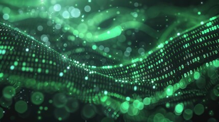 Abstract Green Digital Wave