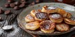 © AkuAku - Delicious Homemade Dutch Poffertjes Mini Pancakes with Icing Sugar and Chocolate Fillings
