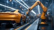 © cloud7days - Panoramic view of massive car factory with conveyor belts and robots.