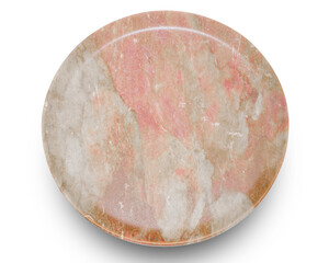 Wall Mural - Empty Brown circle marble plate isolated on white background.