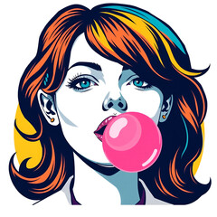 portrait of a woman with bubblegum