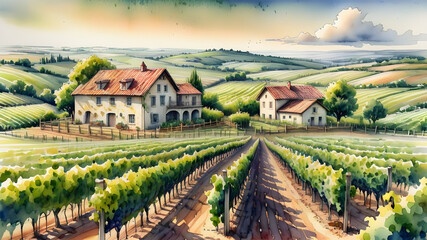 landscape with vineyard in the background