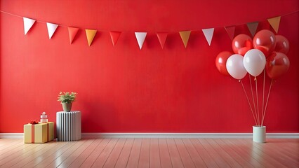 Wall Mural - A Bold Birthday Party Background with Vibrant Red Hues for a Striking Celebration  Generative AI