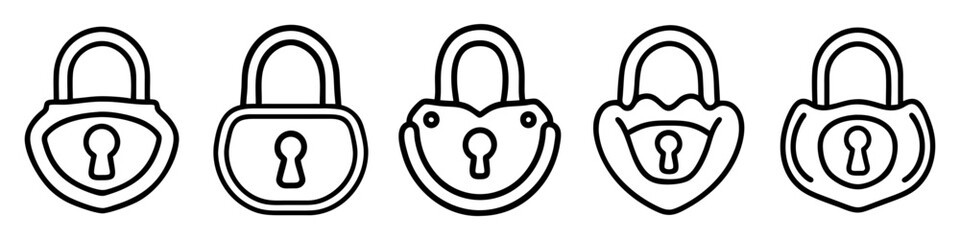 Canvas Print - padlock icons set. drawn padlock icons. concept of security and protection. vector illustration