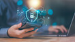 © chaylek - businessman connected network with virtual icon,internet security concept, cyber security online, digital security unlocking or encryption, secure login authorization,Protecting data from theft