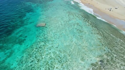 Wall Mural - Sandy beach with waves perfect for surfers, exotic destination in Panama, Bocas del Toro by air