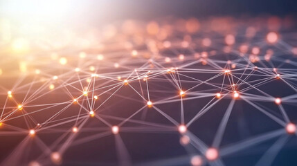 abstract digital network technology background. Intricate lines and dots creating a glowing abstract network on a dark background  