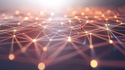 abstract digital network technology background. Intricate lines and dots creating a glowing abstract network on a dark background  