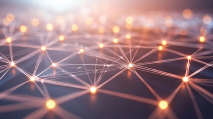 abstract digital network technology background. Intricate lines and dots creating a glowing abstract network on a dark background  