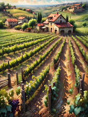 Wall Mural - landscape with vineyard in the background