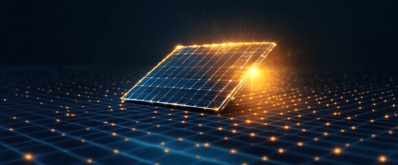 abstract futuristic design with business trends and robot solar panel installation