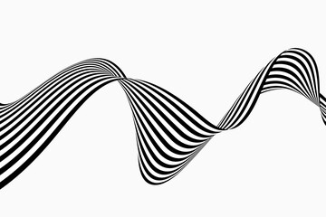 Wall Mural - black and white wave, abstract wavy stripes and lines flow. abstract background illusion