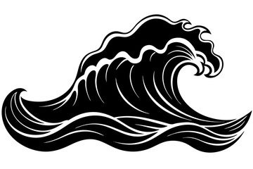 
Ocean Wave Silhouette, Sea Wave Vector illustration


