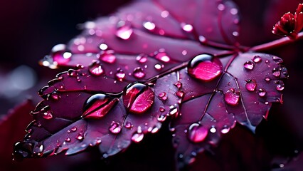 Sticker - water drops on a purple leave