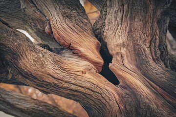 A tree trunk with a large hole in it