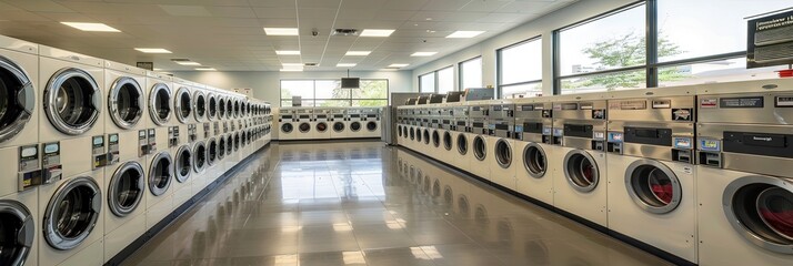 Wall Mural - laundromat, clean, contemporary, empty with no people 