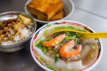 Wall Mural - Taiwanese local cuisine shrimp rice noodles in the restaurant