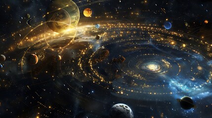Wall Mural - universe with galaxies stars planets and nebulae. it is a beautiful and awe-inspiring image that cap