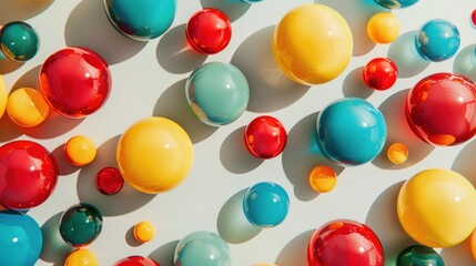 Wall Mural - Colorful Shiny Spheres on a White Background