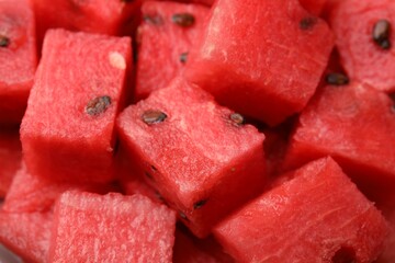 Wall Mural - Pieces of tasty watermelon as background, closeup