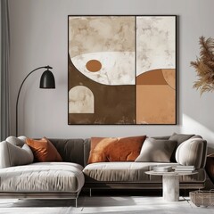 1. Minimalist geometric shapes in neutral tones, wall art, modern simplicity